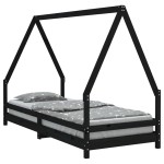 vidaXL Cadru pat pentru copii, negru, 90x200 cm, lemn masiv de pin vidaXL Cadru pat pentru copii, negru, 90x200 cm, lemn masiv de pin