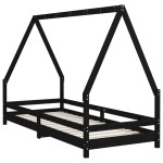 vidaXL Cadru pat pentru copii, negru, 90x200 cm, lemn masiv de pin vidaXL Cadru pat pentru copii, negru, 90x200 cm, lemn masiv de pin