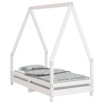 vidaXL Cadru de pat pentru copii, alb, 70x140 cm, lemn masiv de pin