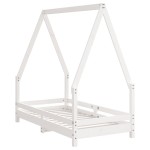vidaXL Cadru de pat pentru copii, alb, 70x140 cm, lemn masiv de pin