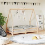 vidaXL Cadru de pat pentru copii, 80x160 cm, lemn masiv de pin vidaXL Cadru de pat pentru copii, 80x160 cm, lemn masiv de pin