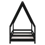 vidaXL Cadru de pat pentru copii, negru, 80x160 cm, lemn masiv de pin vidaXL Cadru de pat pentru copii, negru, 80x160 cm, lemn masiv de pin