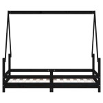 vidaXL Cadru de pat pentru copii, negru, 80x160 cm, lemn masiv de pin vidaXL Cadru de pat pentru copii, negru, 80x160 cm, lemn masiv de pin