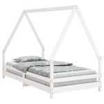 vidaXL Cadru de pat pentru copii, alb, 90x190 cm, lemn masiv de pin vidaXL Cadru de pat pentru copii, alb, 90x190 cm, lemn masiv de pin