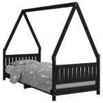 vidaXL Cadru de pat pentru copii, negru, 80x200 cm, lemn masiv de pin vidaXL Cadru de pat pentru copii, negru, 80x200 cm, lemn masiv de pin