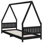 vidaXL Cadru de pat pentru copii, negru, 80x200 cm, lemn masiv de pin vidaXL Cadru de pat pentru copii, negru, 80x200 cm, lemn masiv de pin