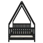 vidaXL Cadru pat pentru copii, negru, 90x200 cm, lemn masiv de pin