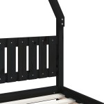 vidaXL Cadru pat pentru copii, negru, 90x200 cm, lemn masiv de pin