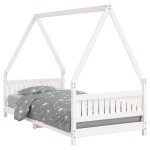 vidaXL Cadru de pat pentru copii, alb, 90x190 cm, lemn masiv de pin