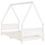 vidaXL Cadru de pat pentru copii, alb, 90x190 cm, lemn masiv de pin