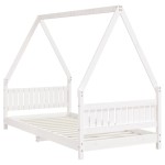 vidaXL Cadru de pat pentru copii, alb, 90x190 cm, lemn masiv de pin