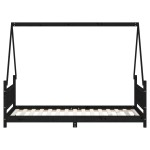 vidaXL Cadru de pat pentru copii, negru, 90x190 cm, lemn masiv de pin