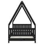 vidaXL Cadru de pat pentru copii, negru, 90x190 cm, lemn masiv de pin
