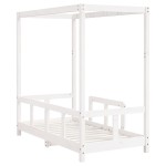vidaXL Cadru de pat pentru copii, alb, 70x140 cm, lemn masiv de pin vidaXL Cadru de pat pentru copii, alb, 70x140 cm, lemn masiv de pin