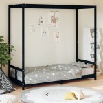 vidaXL Cadru de pat pentru copii, negru, 80x200 cm, lemn masiv de pin vidaXL Cadru de pat pentru copii, negru, 80x200 cm, lemn masiv de pin