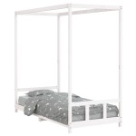vidaXL Cadru de pat pentru copii, alb, 90x200 cm, lemn masiv de pin