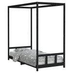 vidaXL Cadru pat pentru copii, negru, 90x200 cm, lemn masiv de pin vidaXL Cadru pat pentru copii, negru, 90x200 cm, lemn masiv de pin