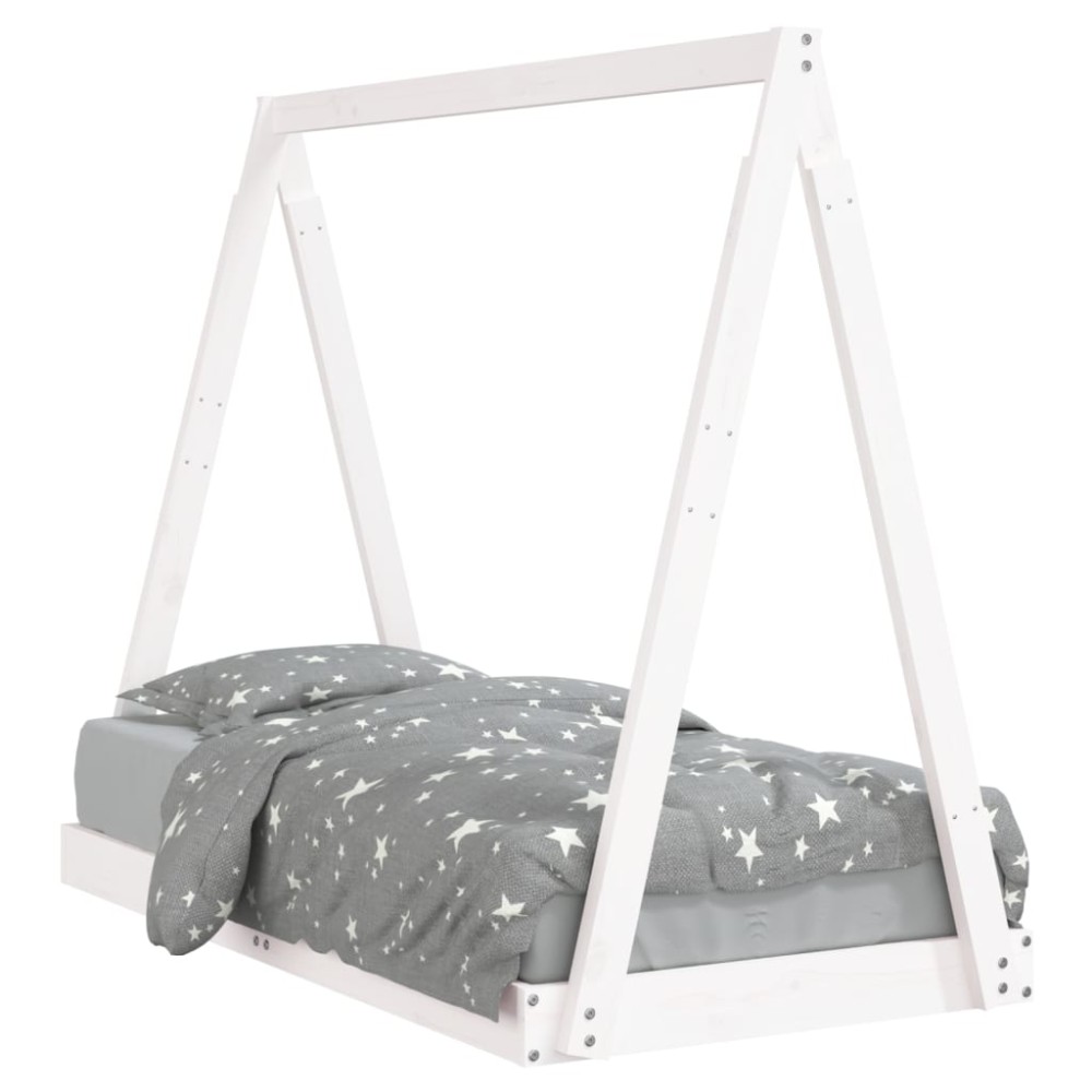 vidaXL Cadru de pat pentru copii, alb, 70x140 cm, lemn masiv de pin