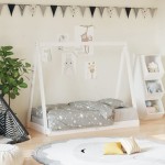 vidaXL Cadru de pat pentru copii, alb, 70x140 cm, lemn masiv de pin vidaXL Cadru de pat pentru copii, alb, 70x140 cm, lemn masiv de pin
