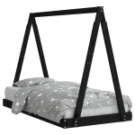 vidaXL Cadru de pat pentru copii, negru, 80x160 cm, lemn masiv de pin vidaXL Cadru de pat pentru copii, negru, 80x160 cm, lemn masiv de pin