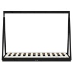 vidaXL Cadru de pat pentru copii, negru, 80x160 cm, lemn masiv de pin vidaXL Cadru de pat pentru copii, negru, 80x160 cm, lemn masiv de pin
