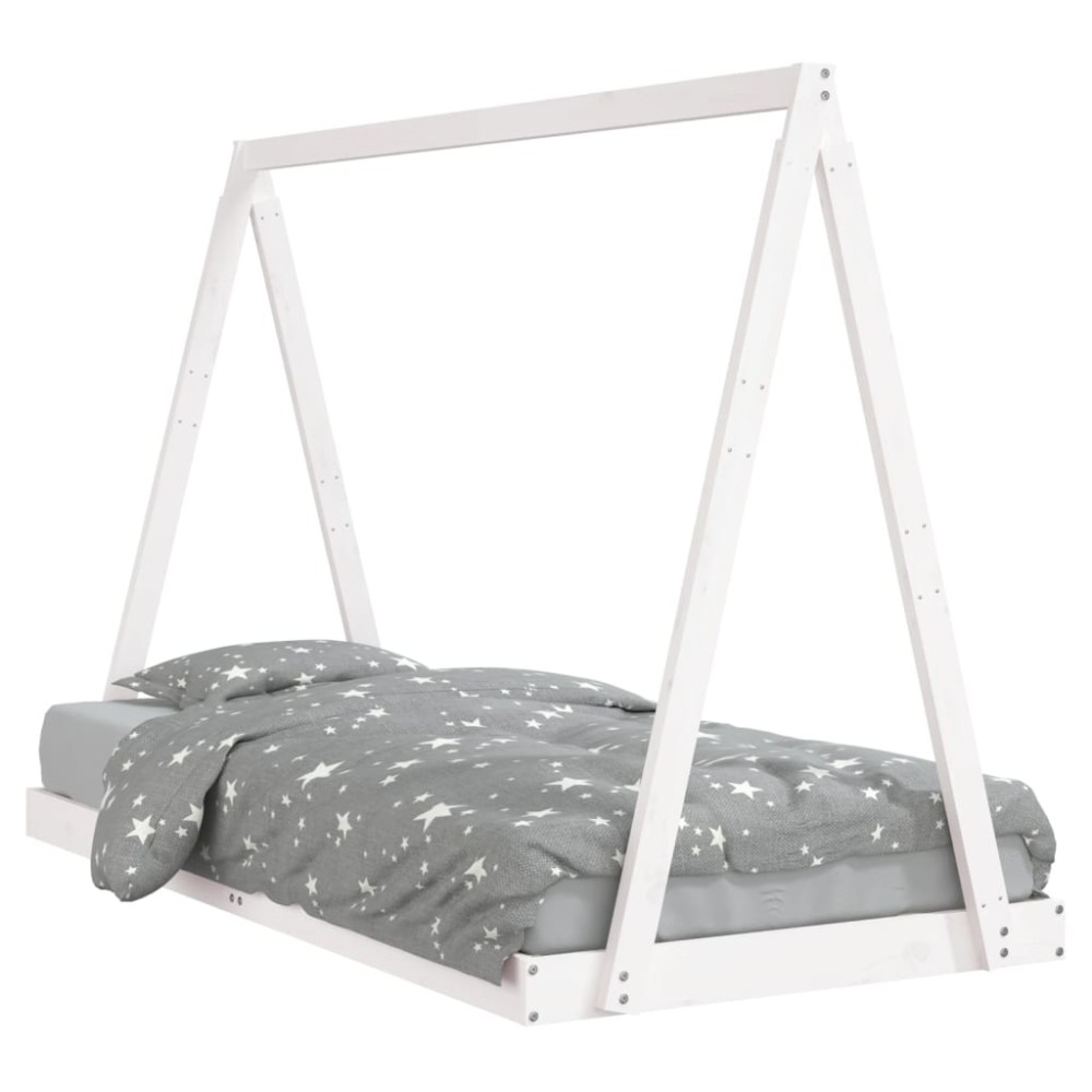 vidaXL Cadru de pat pentru copii, alb, 90x190 cm, lemn masiv de pin