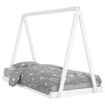 vidaXL Cadru de pat pentru copii, alb, 90x190 cm, lemn masiv de pin vidaXL Cadru de pat pentru copii, alb, 90x190 cm, lemn masiv de pin