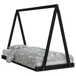 vidaXL Cadru de pat pentru copii, negru, 90x190 cm, lemn masiv de pin