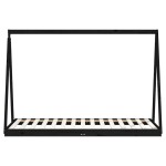 vidaXL Cadru de pat pentru copii, negru, 90x190 cm, lemn masiv de pin