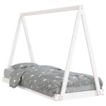 vidaXL Cadru de pat pentru copii, alb, 80x200 cm, lemn masiv de pin vidaXL Cadru de pat pentru copii, alb, 80x200 cm, lemn masiv de pin
