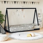 vidaXL Cadru de pat pentru copii, negru, 80x200 cm, lemn masiv de pin vidaXL Cadru de pat pentru copii, negru, 80x200 cm, lemn masiv de pin