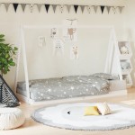 vidaXL Cadru de pat pentru copii, alb, 90x200 cm, lemn masiv de pin vidaXL Cadru de pat pentru copii, alb, 90x200 cm, lemn masiv de pin