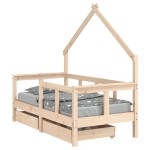 vidaXL Cadru de pat cu sertare de copii, 70x140 cm, lemn masiv de pin vidaXL Cadru de pat cu sertare de copii, 70x140 cm, lemn masiv de pin