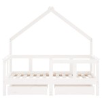 vidaXL Cadru de pat copii cu sertare, alb, 70x140 cm, lemn masiv pin vidaXL Cadru de pat copii cu sertare, alb, 70x140 cm, lemn masiv pin