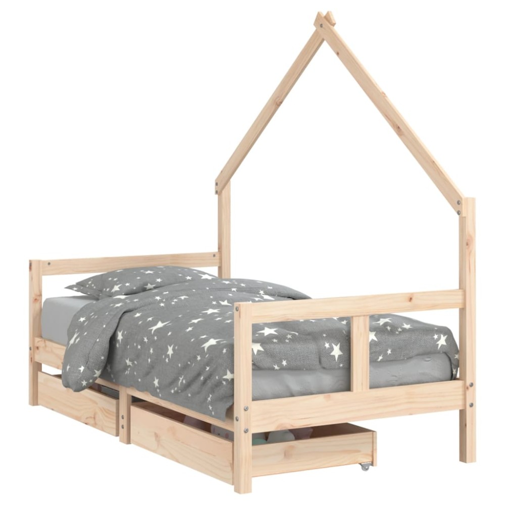 vidaXL Cadru de pat copii cu sertare, 80x160 cm, lemn masiv pin