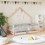vidaXL Cadru de pat copii cu sertare, 80x160 cm, lemn masiv pin vidaXL Cadru de pat copii cu sertare, 80x160 cm, lemn masiv pin