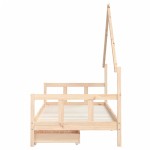 vidaXL Cadru de pat pentru copii cu sertare, 90x190 cm, lemn masiv pin