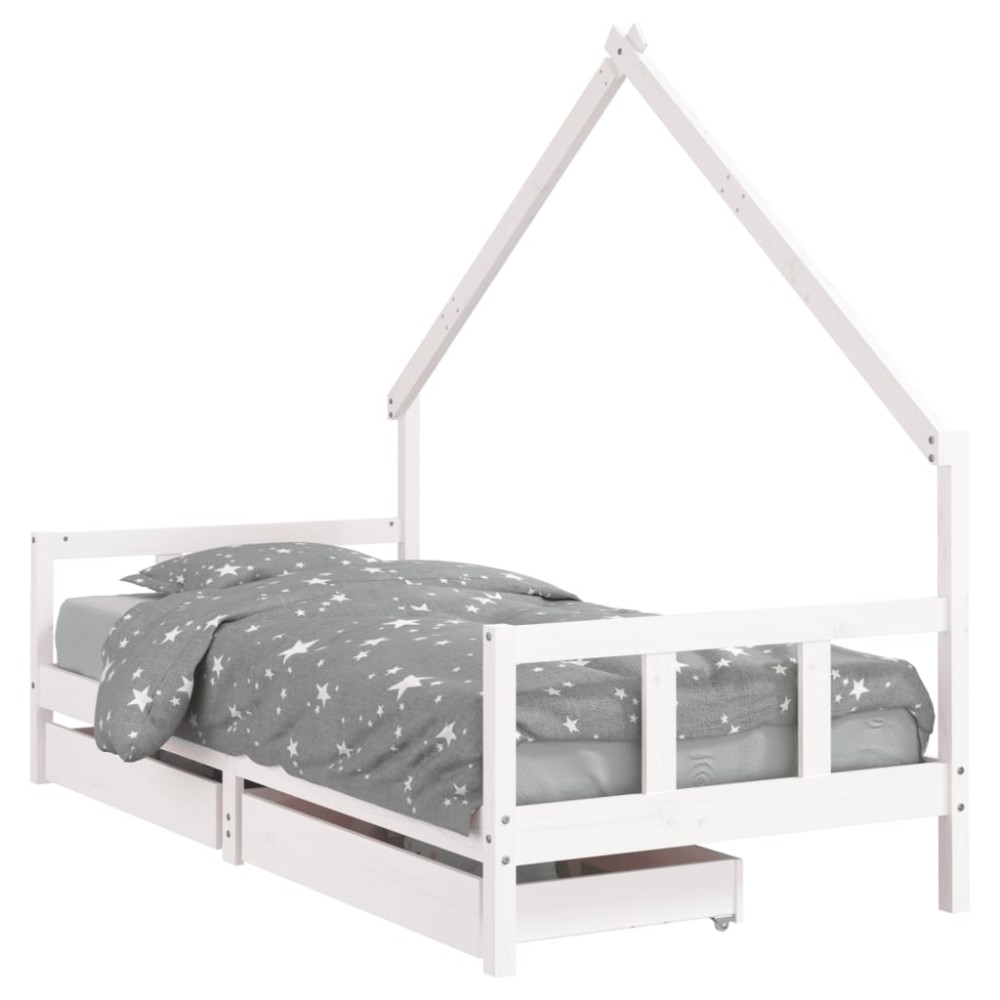 vidaXL Cadru de pat pentru copii, alb, 90x190 cm, lemn masiv de pin
