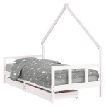 vidaXL Cadru de pat pentru copii, alb, 90x190 cm, lemn masiv de pin vidaXL Cadru de pat pentru copii, alb, 90x190 cm, lemn masiv de pin