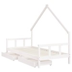 vidaXL Cadru de pat pentru copii, alb, 90x190 cm, lemn masiv de pin vidaXL Cadru de pat pentru copii, alb, 90x190 cm, lemn masiv de pin