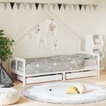 vidaXL Cadru pat copii cu sertare, alb, 80x200 cm, lemn masiv de pin vidaXL Cadru pat copii cu sertare, alb, 80x200 cm, lemn masiv de pin