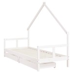 vidaXL Cadru pat copii cu sertare, alb, 80x200 cm, lemn masiv de pin vidaXL Cadru pat copii cu sertare, alb, 80x200 cm, lemn masiv de pin