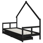 vidaXL Cadru pat copii cu sertare, negru, 80x200 cm, lemn masiv de pin vidaXL Cadru pat copii cu sertare, negru, 80x200 cm, lemn masiv de pin