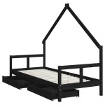 vidaXL Cadru pat copii cu sertare, negru, 80x200 cm, lemn masiv de pin vidaXL Cadru pat copii cu sertare, negru, 80x200 cm, lemn masiv de pin