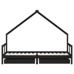 vidaXL Cadru pat copii cu sertare, negru, 80x200 cm, lemn masiv de pin vidaXL Cadru pat copii cu sertare, negru, 80x200 cm, lemn masiv de pin