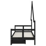 vidaXL Cadru pat copii cu sertare, negru, 80x200 cm, lemn masiv de pin vidaXL Cadru pat copii cu sertare, negru, 80x200 cm, lemn masiv de pin