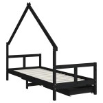 vidaXL Cadru pat copii cu sertare, negru, 80x200 cm, lemn masiv de pin vidaXL Cadru pat copii cu sertare, negru, 80x200 cm, lemn masiv de pin
