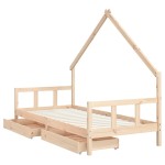 vidaXL Cadru de pat cu sertare de copii, 90x200 cm, lemn masiv pin vidaXL Cadru de pat cu sertare de copii, 90x200 cm, lemn masiv pin