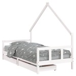 vidaXL Cadru de pat cu sertare de copii, alb, 90x200 cm lemn masiv pin vidaXL Cadru de pat cu sertare de copii, alb, 90x200 cm lemn masiv pin