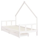 vidaXL Cadru de pat cu sertare de copii, alb, 90x200 cm lemn masiv pin vidaXL Cadru de pat cu sertare de copii, alb, 90x200 cm lemn masiv pin